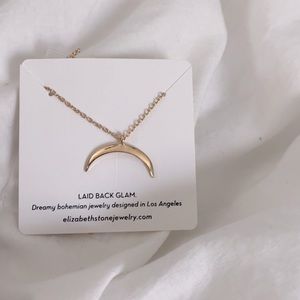 Elizabeth Stone Gold crescent moon necklace